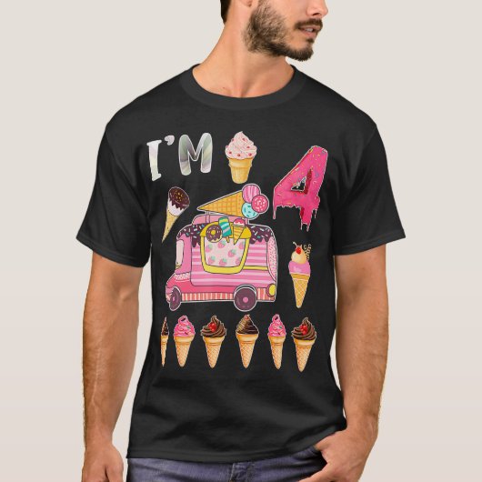 4e verjaardag crème ijs crème crème i m 4 bday icr t-shirt (Voorkant)