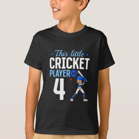 4e verjaardag cricketspeler  t-shirt (Voorkant)
