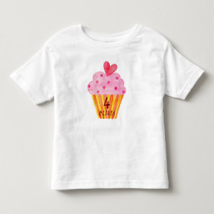 4e verjaardag - Cupcake bakken meisjes waterverf Kinder Shirts