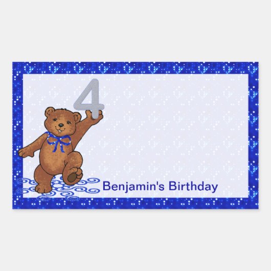 4e Verjaardag Dancing Beer Scrapbook Rechthoekige Sticker (Voorkant)