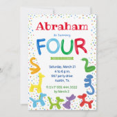 4e verjaardag dierballonvaarding kaart (Voorkant)