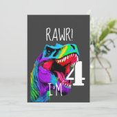 4e verjaardag Dinosaur Roar Kaart (Staand voorkant)