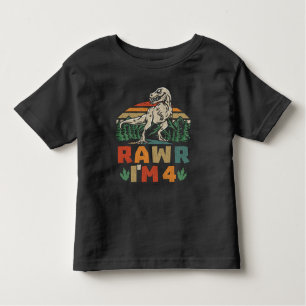4e verjaardag Dinosaur T Rex Rawr Ik ben 4 voor jo Kinder Shirts