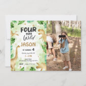 4e verjaardag, Dinosaurus Verjaardag Foto Kaart (Voorkant)