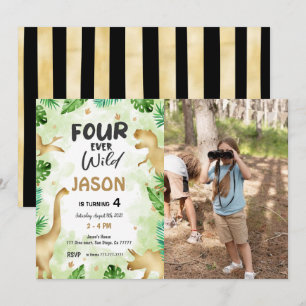 4e verjaardag, Dinosaurus Verjaardag Foto Kaart