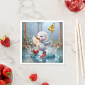 4e verjaardag Duck dansen in een regenplas Servet (Insitu)