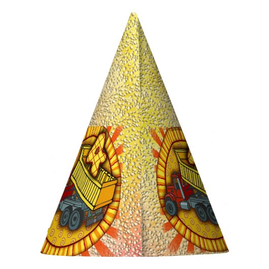 4e Verjaardag Dump Truck party pet Feesthoedjes (Achterkant)