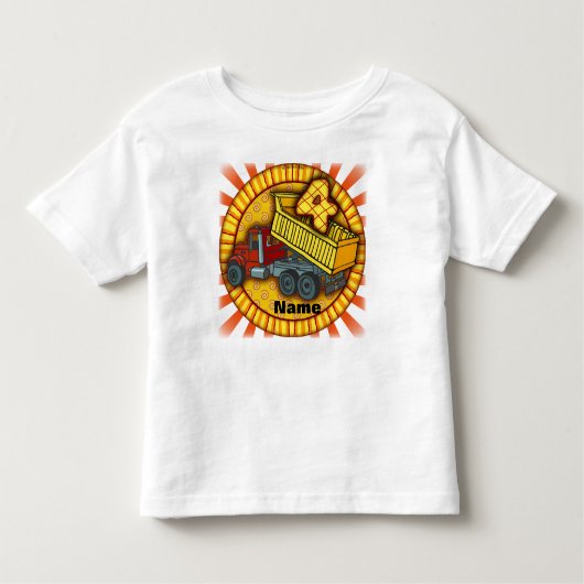 4e verjaardag dumptruck verjaardag t-shirts (Voorkant)