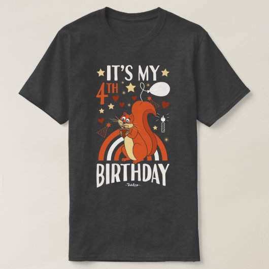 4e verjaardag eekhoorn t-shirt (Design voorkant)