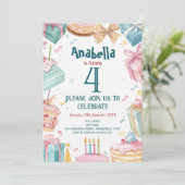 4e verjaardag en Cakes Kids Verjaardagsfeestje Kaart (Staand voorkant)