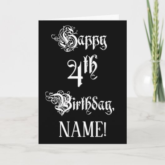 4e verjaardag: Fancy, elegant script + aangepaste  Kaart (Voorkant)
