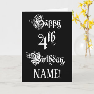 4e verjaardag: Fancy, elegant script + aangepaste  Kaart