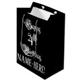 4e verjaardag: Fancy, elegant script + aangepaste  Medium Cadeauzakje (Voorkant Gekanteld)