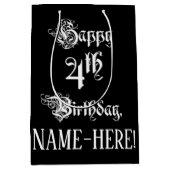4e verjaardag: Fancy, elegant script + aangepaste  Medium Cadeauzakje (Voorkant)