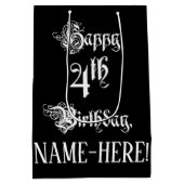 4e verjaardag: Fancy, elegant script + aangepaste Medium Cadeauzakje (Achterkant)