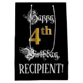 4e verjaardag ~ Fancy script; Faux Gold Kijk; naam Medium Cadeauzakje (Achterkant)