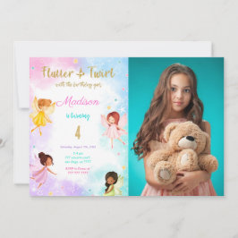 4e verjaardag fee verjaardagsfeestfoto kaart