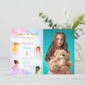 4e verjaardag fee verjaardagsfeestfoto kaart (Staand voorkant)