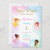 4e verjaardag fee verjaardagsfeestje kaart (Voorkant)