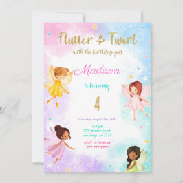 4e verjaardag fee verjaardagsfeestje kaart