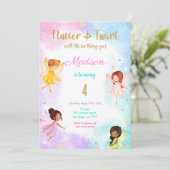 4e verjaardag fee verjaardagsfeestje kaart (Staand voorkant)