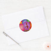 4e Verjaardag Feestballonnen Ronde Sticker (Envelop)