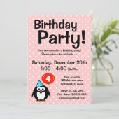 4e verjaardag feestuitnodigingen met grappige ping kaart (Staand voorkant)