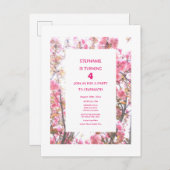 4e verjaardag Floral Vierde aangepaste leeftijd ro Uitnodiging Briefkaart (Voorkant / Achterkant)