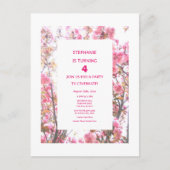 4e verjaardag Floral Vierde aangepaste leeftijd ro Uitnodiging Briefkaart (Voorkant)