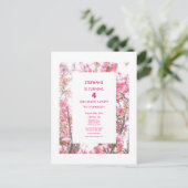 4e verjaardag Floral Vierde aangepaste leeftijd ro Uitnodiging Briefkaart (Staand voorkant)