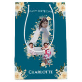 4e verjaardag Foto Blauwgroen Collage Blue Yellow  Medium Cadeauzakje (Voorkant)