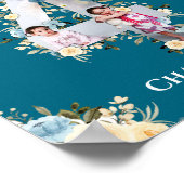 4e verjaardag Foto Blauwgroen Collage Blue Yellow Poster (Hoek)