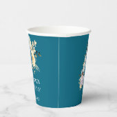 4e verjaardag Foto Collage Blue Yellow Flower Blau Papieren Bekers (Rechts)