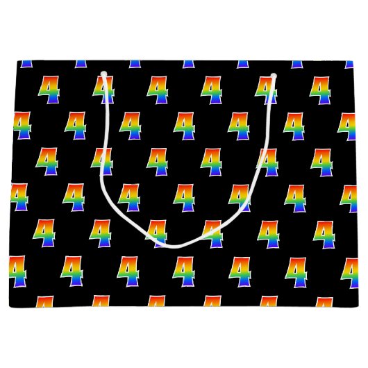 4e verjaardag: Fun Rainbow Event Nummer 4 Patroon Groot Cadeauzakje (Voorkant)