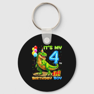 4e verjaardag gelukkig 4 jaar t-rex shirt jongens  sleutelhanger
