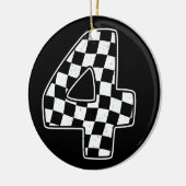 4e verjaardag geruite nummer 4 auto race vlag keramisch ornament (Links)