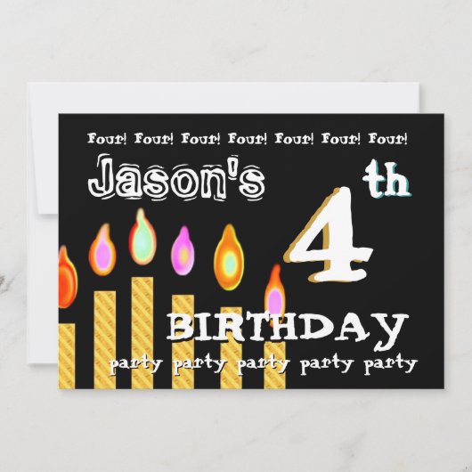4e verjaardag Gold Candle CustomTemplate Kaart (Voorkant)
