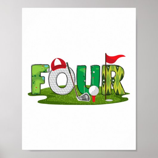 4e verjaardag golfthema 4 jaar oude Kinder sport d Poster (Voorkant)
