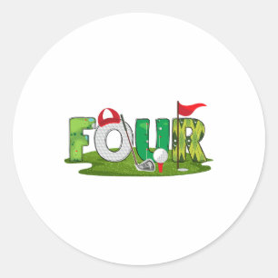 4e verjaardag golfthema 4 jaar oude Kinder sport d Ronde Sticker