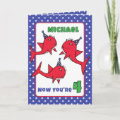 4e Verjaardag Grappig Schattige Rode Haaien Cartoo Kaart (Voorkant)