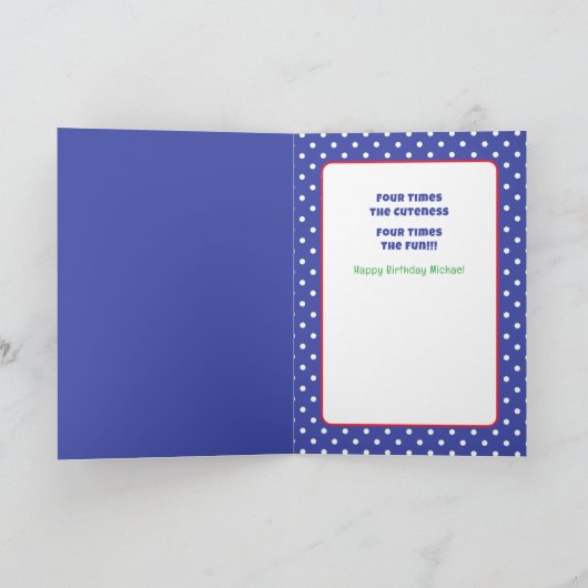 4e Verjaardag Grappig Schattige Rode Haaien Cartoo Kaart (Binnen)