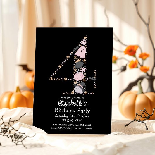 4e verjaardag Halloween Kaart