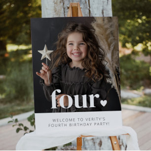 4e verjaardag hart foto welkom teken poster