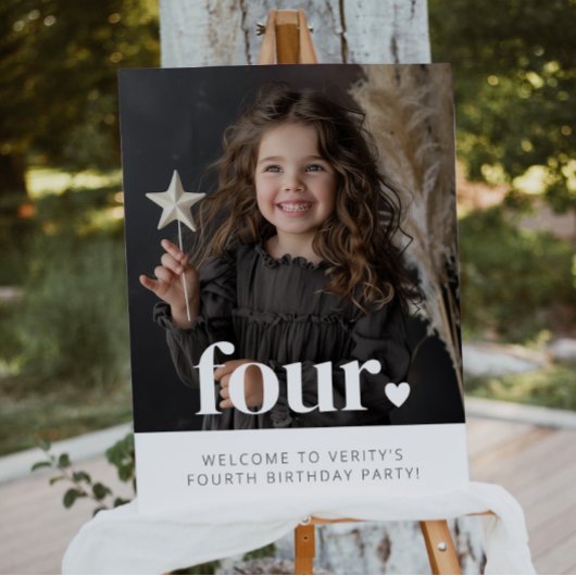 4e verjaardag hart foto welkom teken poster