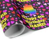 4e verjaardag: Heatpatroon liefhebbend, regenboog  Cadeaupapier (Rol Hoek)