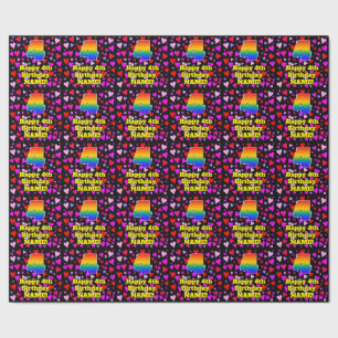 4e verjaardag: Heatpatroon liefhebbend, regenboog Cadeaupapier