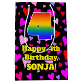 4e verjaardag: Heatpatroon liefhebbend, regenboog  Medium Cadeauzakje (Voorkant)