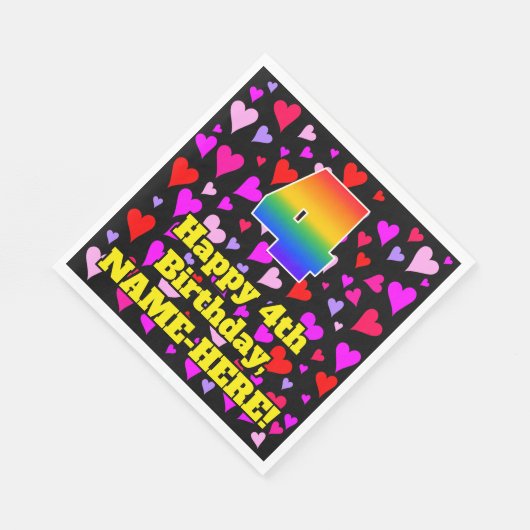 4e verjaardag: Heatpatroon liefhebbend, regenboog Servet (Hoek)