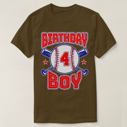4e verjaardag honkbal nummer vier jaar oud B T-shirt (Design voorkant)