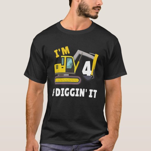 4e verjaardag... ik ben vier en graaf het feest 2 t-shirt (Voorkant)